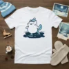 Cat Ice Skating stylish graphic design printed on comfortable cotton t-shirt