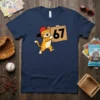 Cat Number 67 detailed graphic design printed on comfortable cotton t-shirt