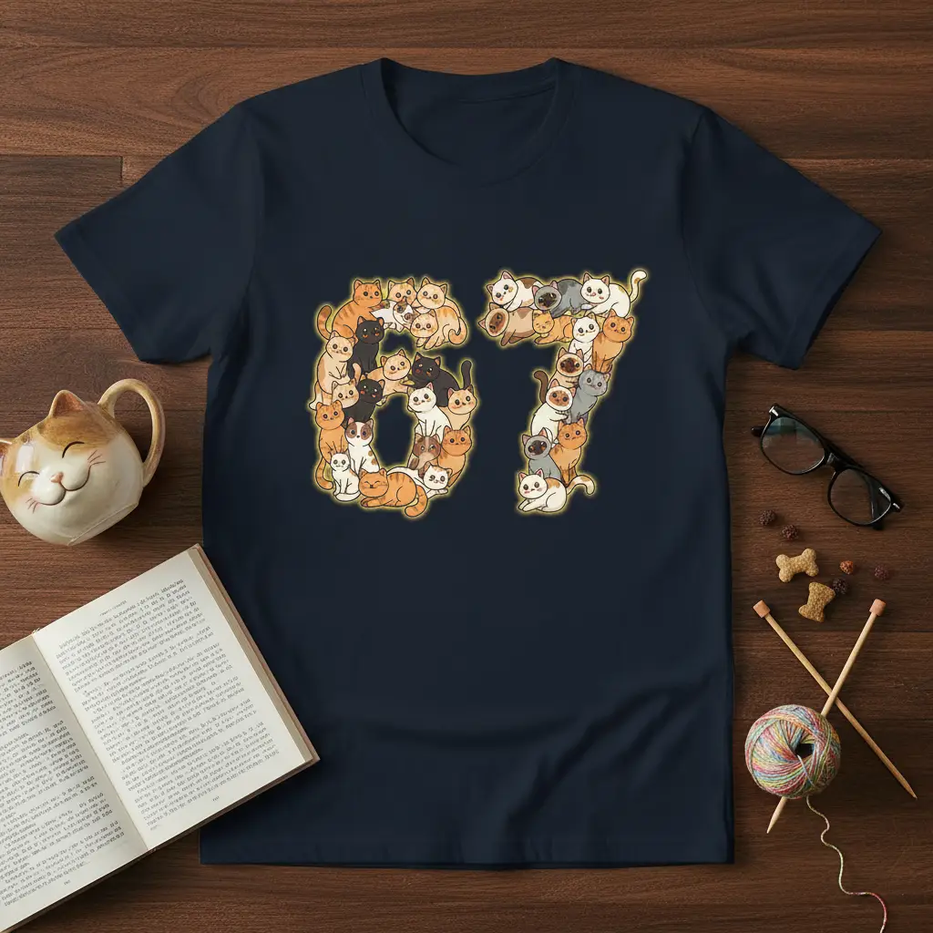 Cute Cat Number 67 T-Shirt Adorable Feline Enthusiast Gift