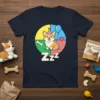Cute Corgi Zzz T-Shirt design featuring a sleeping corgi wearing a party hat and surrounded by icons of play, love