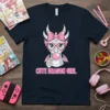 Cute Dragon Girl t-shirt design featuring a white dragon with pink bow and heart glasses blowing pink bubblegum