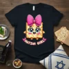 Matzah Girl t-shirt design featuring a cute matzah character with a pink bow and the text "Matzah Girl"