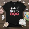 Cutest little BOO Halloween t-shirt design with cute ghost and spooky lettering for kids