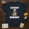 Cutest Rodent t-shirt design featuring a cartoon chef mouse holding cheese and a strawberry
