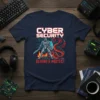 Cyber Security Defend & Protect T-Shirt design featuring a knight fighting a dragon, with circuit board elements