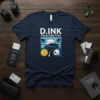 D.INK Financially Free t-shirt design showing a car, house, and money symbol with palm trees and sun