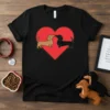 Dachshund Heart Couple eye-catching graphic design printed on comfortable cotton t-shirt
