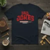 Dad Jokes Loading T-Shirt with red distressed typography and a progress bar graphic