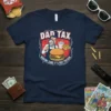 Dad Tax Making Sure It's Not Poison t-shirt design featuring a man with a magnifying glass inspecting a burger, fries
