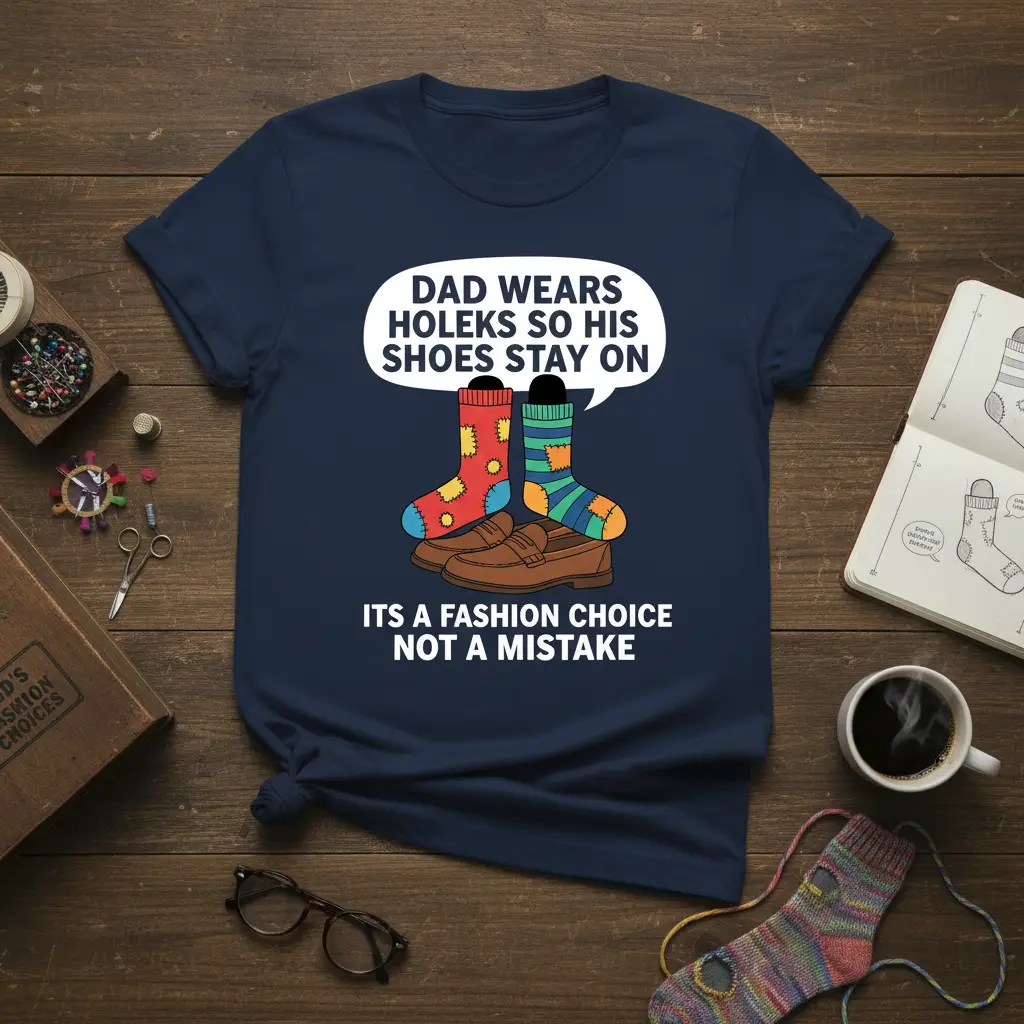 Dad Wears Holeks So His Shoes Stay on Funny Dad T-Shirt