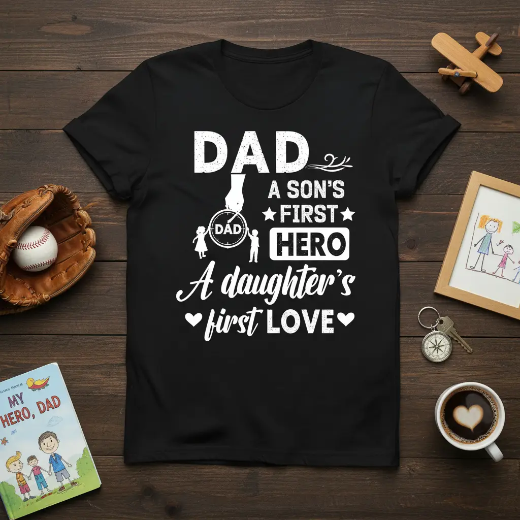 Dad a Son’s First Hero a Daughter’s First Love T-Shirt