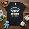 Daddy and Son Buddies For Life text design with fist bump graphic on black t-shirt