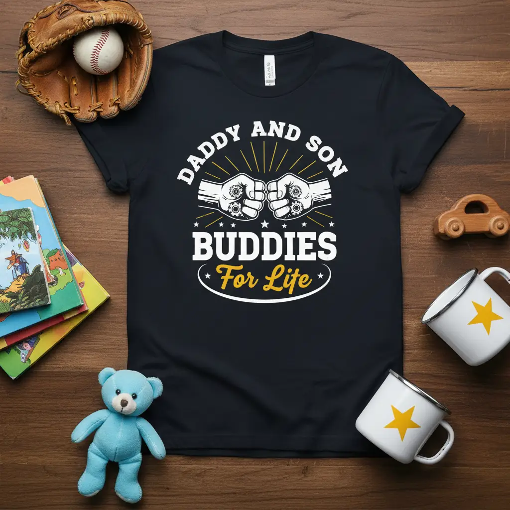 Daddy and Son Buddies for Life T-Shirt Father Son Matching Gift
