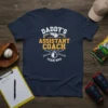 Daddy's Assistant Coach Team MVP baseball t-shirt design featuring a whistle, stopwatch, and crossed bats