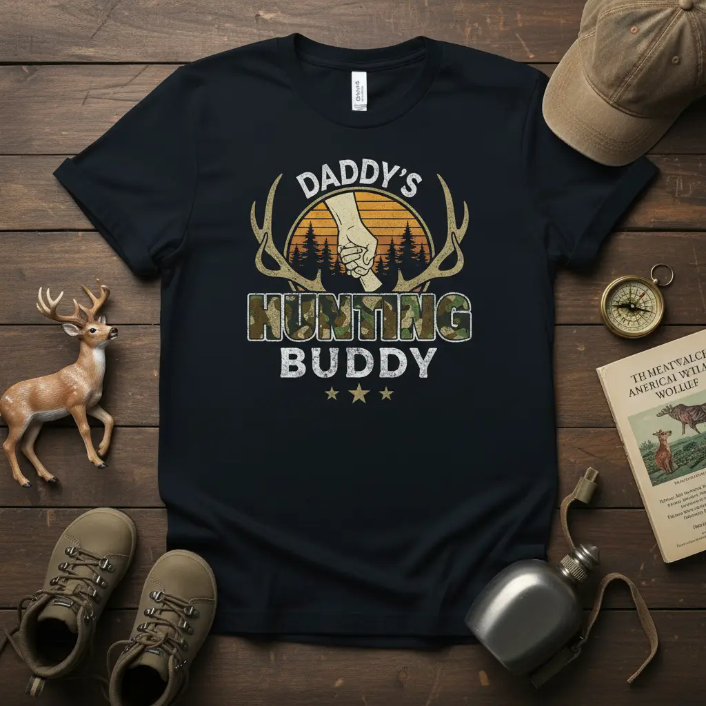 Daddy’s Hunting Buddy T-Shirt Father Son Outdoor Adventure Gift