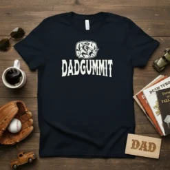 Dadgummit funny dad t-shirt with cowboy riding a bull graphic