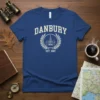 Danbury Est 1687 t-shirt design with laurel wreath and building graphic, vintage style