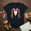Tuxedo Bow Tie Suspenders detailed graphic design printed on comfortable cotton t-shirt