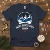 Dasher Dancer Vixen Dodneph Christmas Reindeer T-Shirt with Santa's sleigh and reindeer graphic