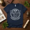 Daughter of Athena T-Shirt with "Wisdom & Battle" text and a white outline graphic of Athena