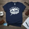 Navy blue t-shirt with white text and graphics for "DC State of Mind," listing Washington D.C. neighborhoods and landmarks