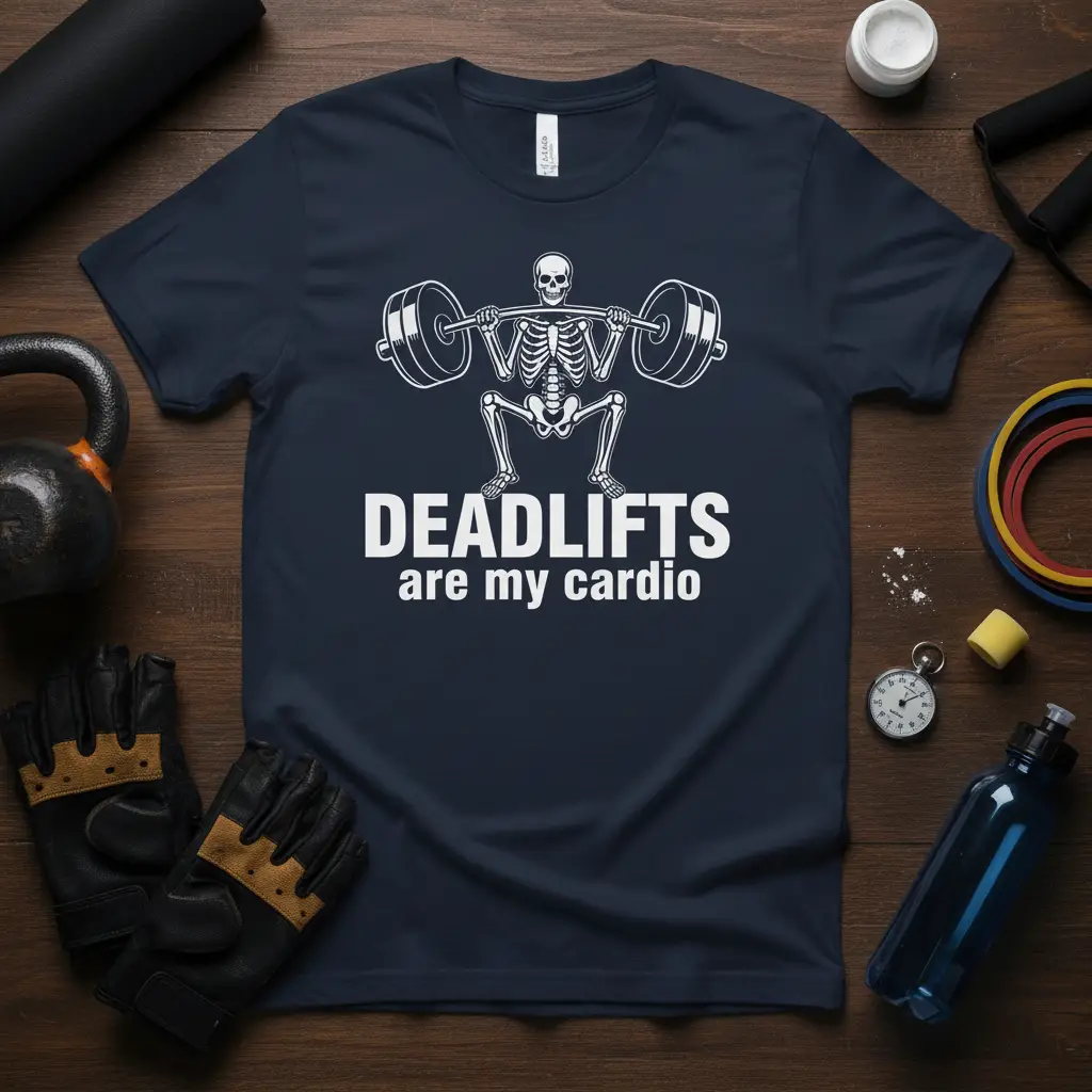 Deadlifts Are My Cardio Skeleton Weightlifting T-Shirt