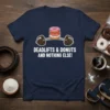 T-shirt with "DEADLIFTS & DONUTS AND NOTHING ELSE!" text and barbell with donuts graphic