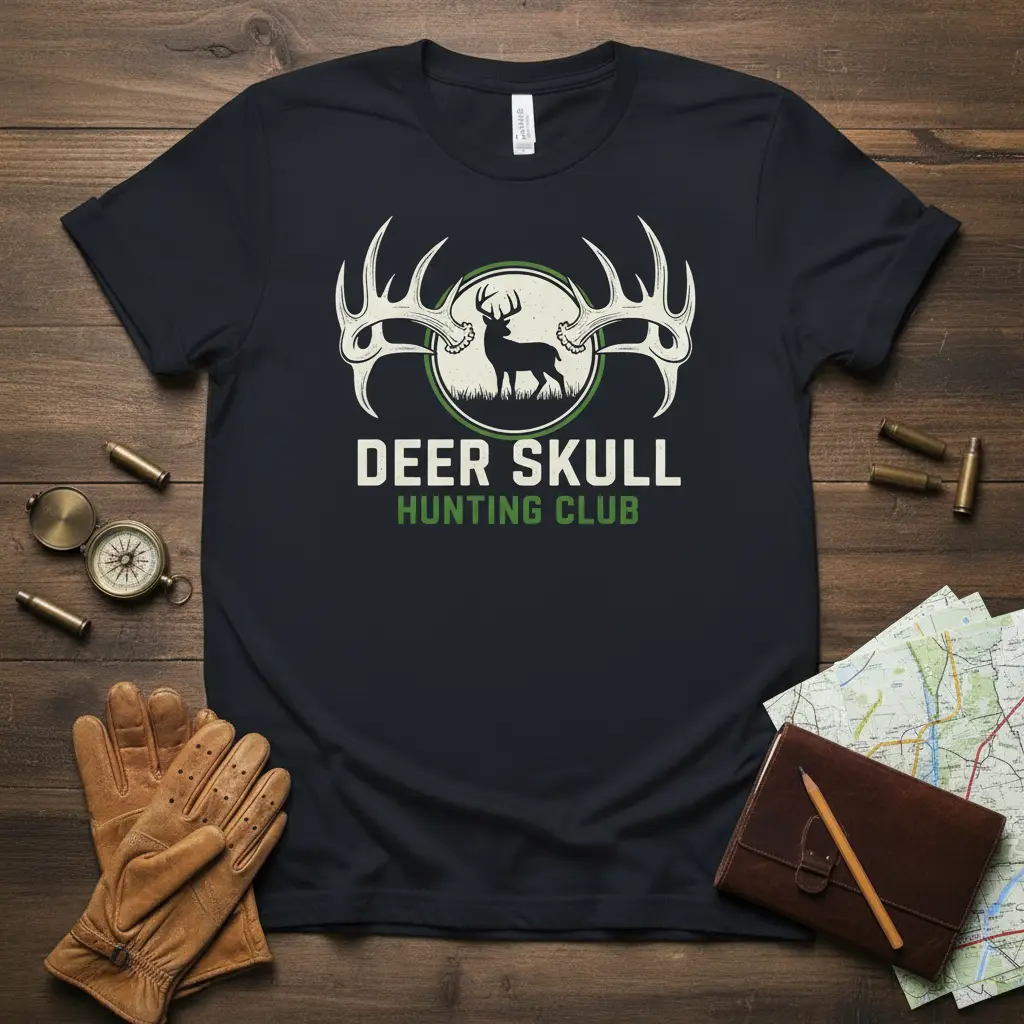 Deer Skull Hunting Club Graphic T-Shirt for Hunters