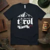 Dem Land Tirol Die Treue 1809 t-shirt design with mountains, a hunter, and a banner, white on navy blue