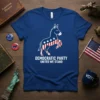 Democratic Party United We Stand t-shirt featuring a donkey graphic with American flag elements and the text "DEMOCRATIC PARTY UNITED