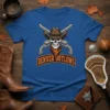 Denver Outlaws t-shirt design featuring a skull wearing a cowboy hat and bandana, with crossed revolvers