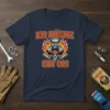 Der Klügere Gibt Gas German car quote t-shirt with a flaming V8 engine graphic