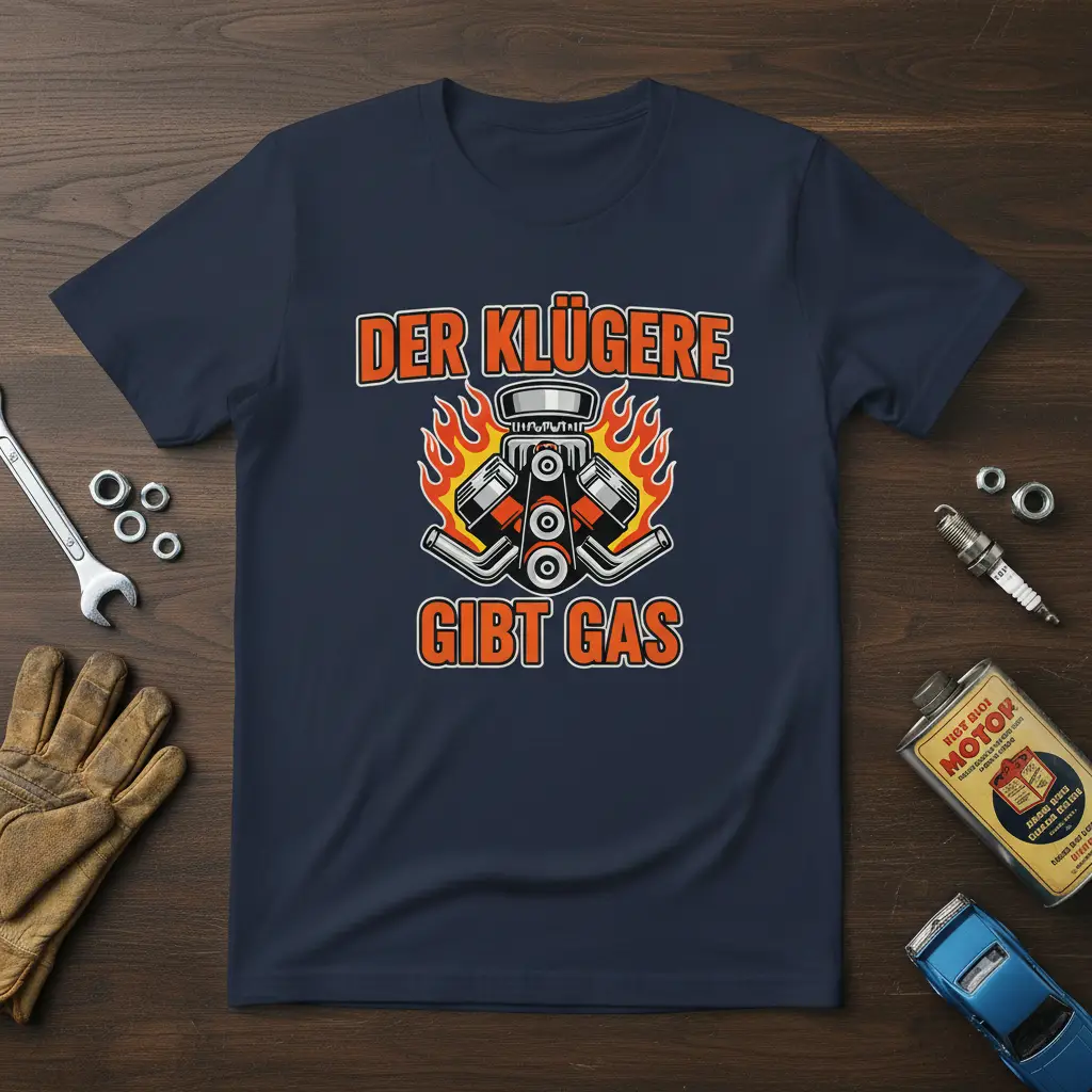 Der Klügere Gibt Gas Funny German Car Quote T-Shirt