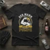 Der Mann hinter der Pumpe t-shirt design featuring a muscular arm holding a fuel pump nozzle, with German text