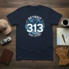 DETROIT 313 WHAT UP DOE! detailed graphic design printed on comfortable cotton t-shirt