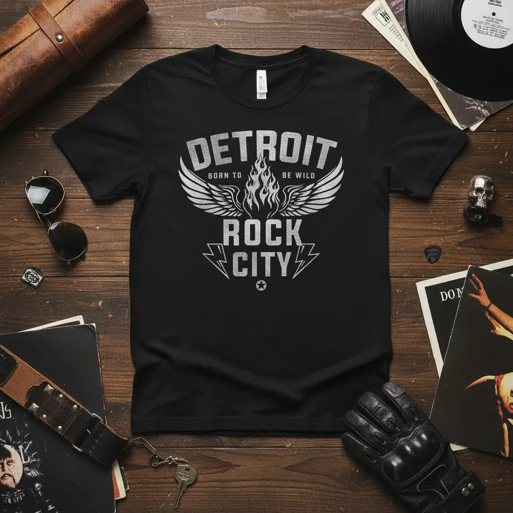 Detroit Born to Be Wild Rock City T-Shirt Music Lover Gift