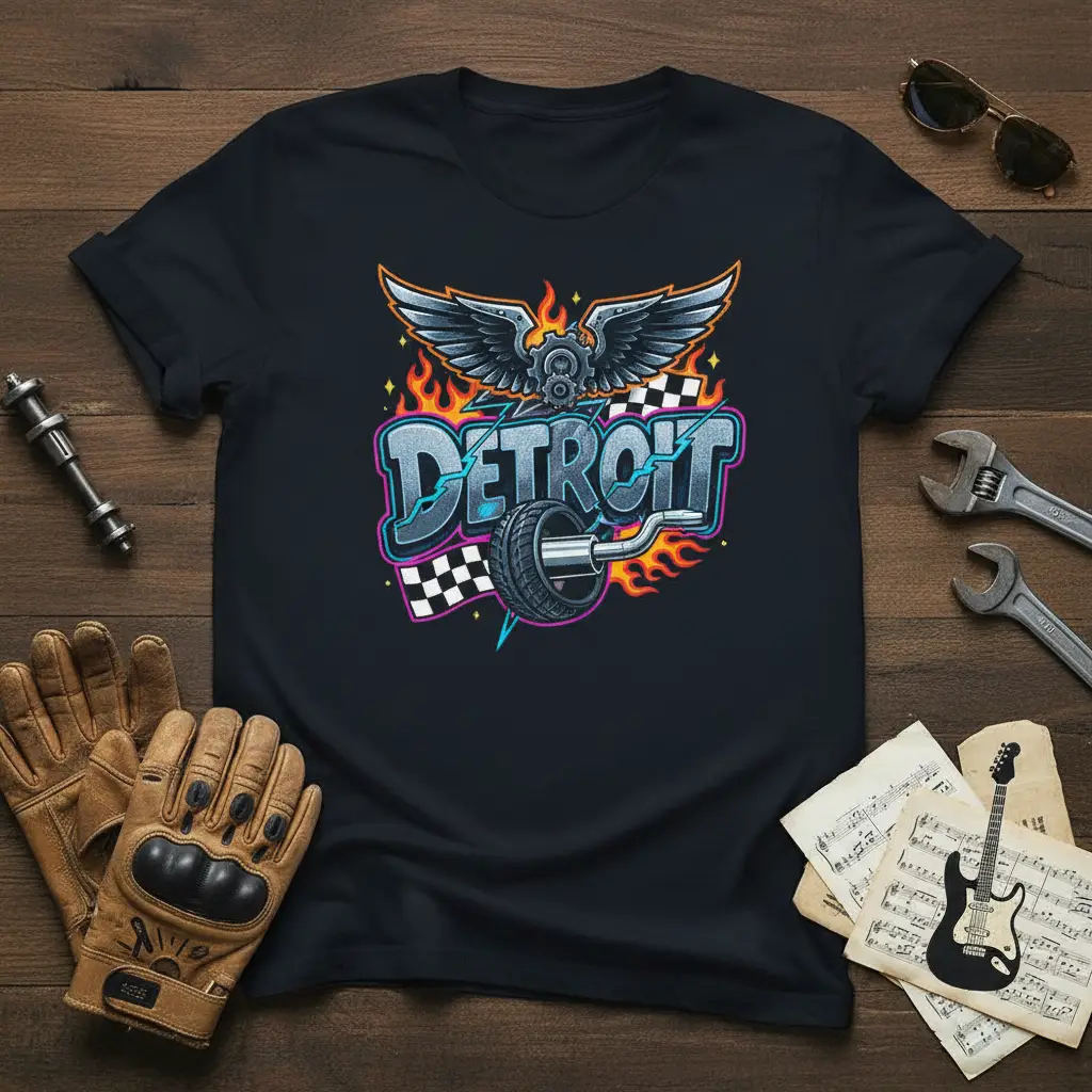 Detroit Racing T-Shirt Motor City Pride Car Culture Gift