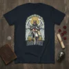 Deus Vult Knight Templar t-shirt design with kneeling armored knight, large wings, and sword