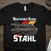 Deutscher Stahl STAHL t-shirt design featuring a German tank graphic and the words "Deutscher Stahl" and "STAHL"