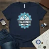 Diamonds Jeans Apparel T-Shirt featuring a gear graphic with a diamond and text reading "DIAMONDS JEANS"