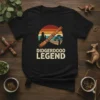 Didgeridoo Legend t-shirt featuring a retro sunset graphic with a didgeridoo and Australian landscape