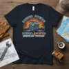Diesel Power American Truckin' t-shirt with a graphic of a powerful diesel engine at sunset