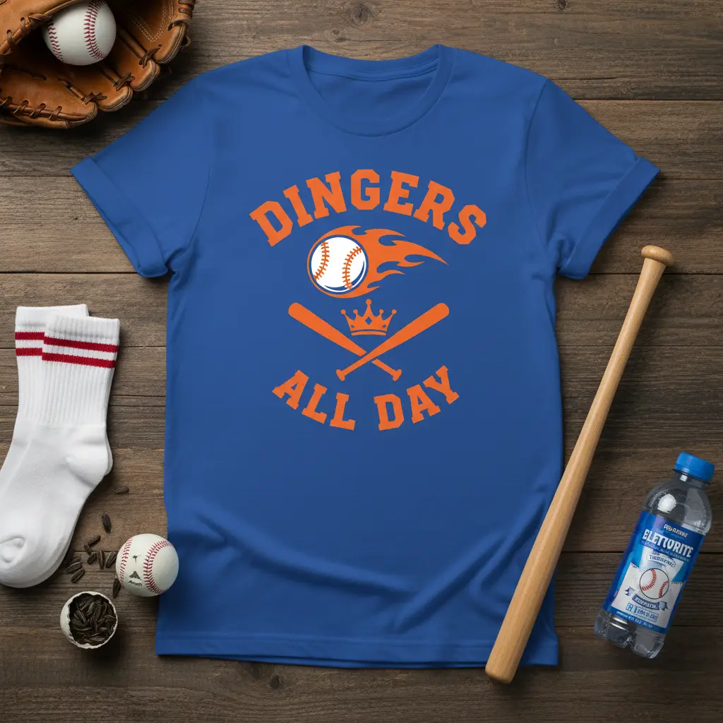 Dingers All Day Baseball T-Shirt Funny Sports Fan Gift