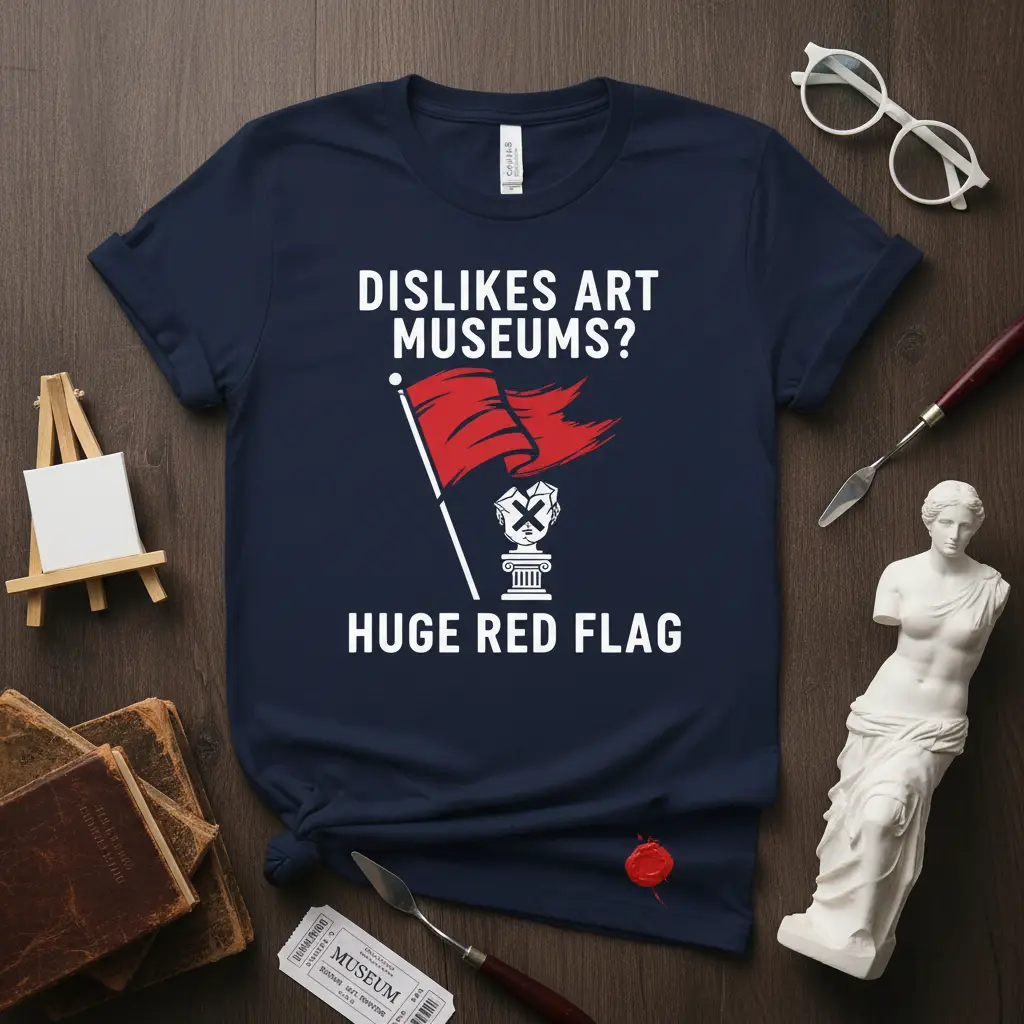 Dislikes Art Museums? Huge Red Flag Funny Quote T-Shirt