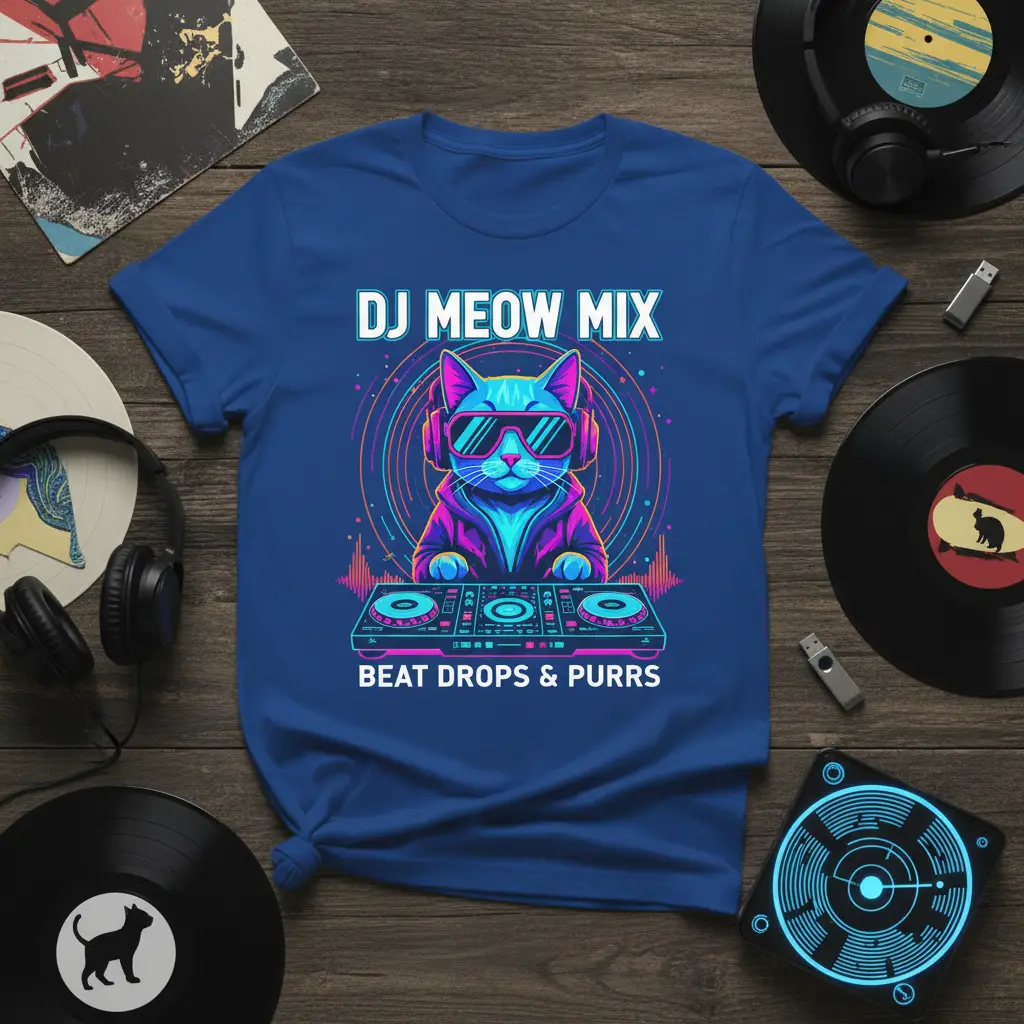 Dj Meow Mix Beat Drops & Purrs Cat T-Shirt Music Lover Gift