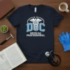 DOC MEDICAL PROFESSIONAL T-Shirt with caduceus symbol and light blue lettering