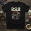 Dog Person T-Shirt featuring bold text and a silhouette of a dog within a circular bone design