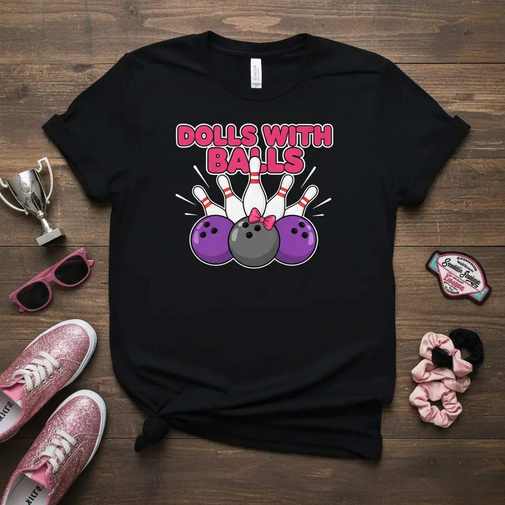 Dolls With Balls Bowling T-Shirt Funny Gift for Women