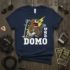 Domo Rock Star T-Shirt featuring Domo Kun playing guitar with a microphone and lightning bolts, white text 'Domo' and 'Domo'