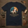 Don Quijote De La Mancha t-shirt design featuring the knight on horseback with windmills in the background and classic typography